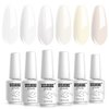 Vishine Milky White Gel Nail Polish Set of 6 French White Cold White Colors Collection UV LED Nail Gel Kit for Home DIY Nail Salon Manicure Nail Art Long-Lasting Varnish 8ml