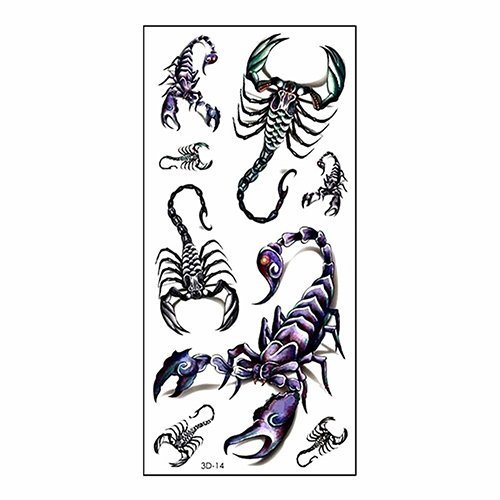 3D Scorpion Temporary Tattoos Temporary Tattoos Stickers Fashionable Fake Tattoos Removable Waterproof Body Art Tattoo Stickers for Men Women Teens Girls Boys (Scorpion)