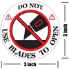 Remarkable DO NOT USE Blades to Open Warning LabelsStickers, 3 Round RedWhiteBlack Warning Sticker, for Shipping, Handling, Packing, and Moving(300 Labels)