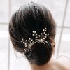 AW BRIDAL 2Pcs Wedding Hair Pins Pearl Bridal Hair Pieces Pins Bridal Hair Comb Clip for Wedding Hair Accessories for Brides Bridesmaids(Gold)