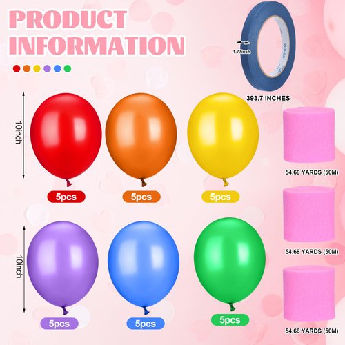 Hungdao Balloon Drop Net Balloon Netting Decoration for Kids 30 Balloons Drop Bag with Sheet Kit for Door Colorful Rainbow Balloon Avalanche for Kids Birthday Christmas Party Supplies