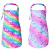 PASHOP 2 Pack Kids Apron Rainbow Unicorn Aprons With Pockets for Girls Boys Toddler Apron for Painting Cooking Baking
