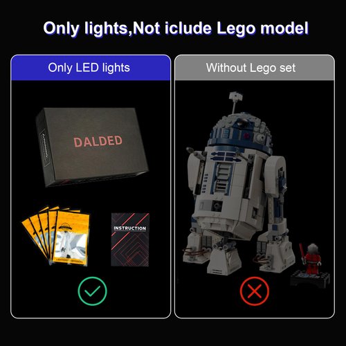 DALDED LED Lighting Kit for Lego Star Wars R2-D2, LED Light Compatible with Lego 75379 Building Block Models (Remote Control Version)