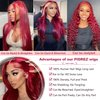 pidrez 99j Burgundy Lace Front Wigs Human Hair 28 Inch 13x6 Body Wave Lace Front Wigs Human Hair Pre Plucked 180 Density HD Transparent Red Colored Wigs Human Hair for Women with Baby Hair