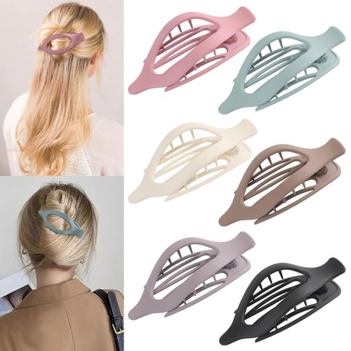 6 Packs Flat Hair Clips, Curved Claw Clips for Women Girls, Alligator Clips for Thick Thin Hair, Strong Hold Duck Billed Clips,4.7 Inch Hair Barrettes for Styling Sectioning, Olive Green Color