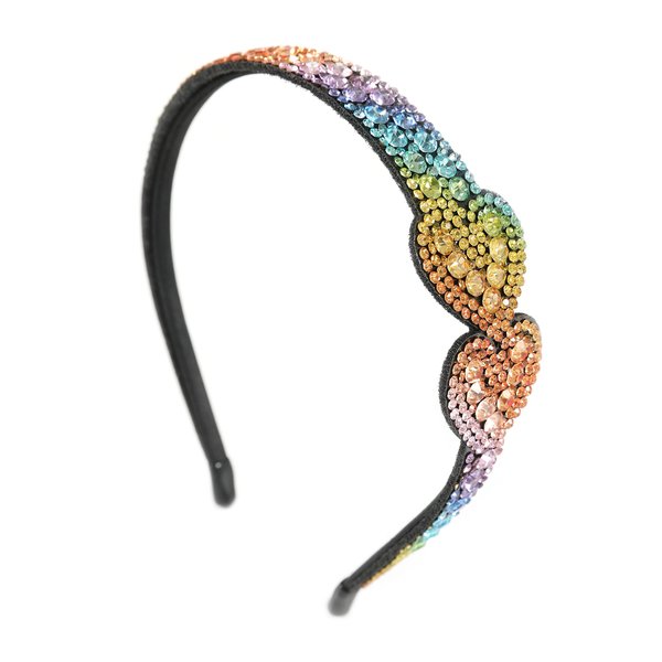 Gmmidea Heart Rhinestone Headbands for Women Girls Bling Sparkly Diamond Headband Crystal Jeweled Hairband Fashion Birthday Holiday Hair Accessories Rainbow