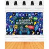Mocsicka Video Game Birthday Backdrop Banner Game on Happy Birthday Party Decorations Banner Level up Theme Party Wall Decorations Supplies (Blue, 70.8x43.3 inch)