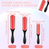 Patelai 3 Sizes 9-Row and 5-Row Cushion Nylon Hair Brush for Natural Curly Hair, Travel Detangling Brush Comb for Women Men Volumizing Shaping Separating Defining Curls Hair Salon (Red Black)