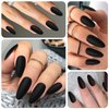 Bellelfin 240pcs Almond Press on Nails, Matte Black Fake Nails Medium Acrylic Nails Press Ons False Glue on Nails Kit with 5 Sheets Adhesive Tabs for Women Girls
