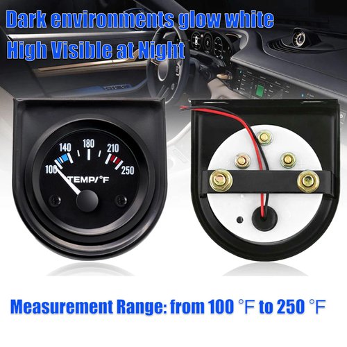 BLLYOGU Water Temperature Gauge,100-250℉ 2" 52mm Water Temp Thermometer Meter Kit with Sensor for Marine Boat, Ship, Car, Truck, Vehicle, Automotive, DC12V