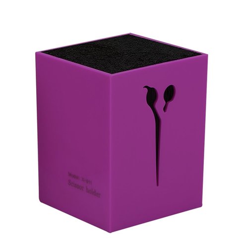 Sonew Salon Scissors Holder Hairdressing Scissors Storage Case Keeper Acylic Hairdressing Combs Clips Desktop Desk Organizer Anti-skid Scissors Storage Box Accessories for Hair Stylist(Purple)