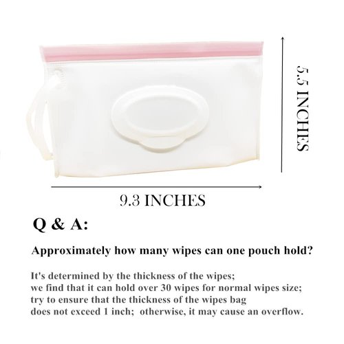 VOONGOR Portable Refillable Wet Wipe Pouch, Reusable Travel Wipes Holder & Case, Lightweight Flushable Diaper Wipes Container for Baby (4 Pack, Milk White)