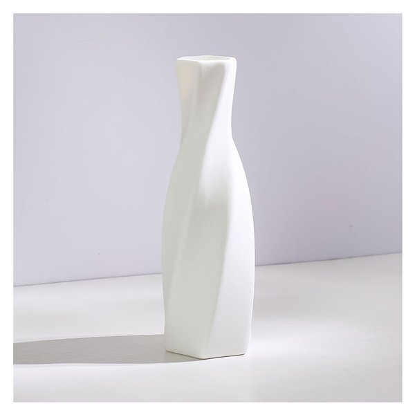 Ceramic Vase - Flowers Vase Modern Home Decor, White Geometric Decorative Vases for Living Room, Dried Flower Vase, Mantel, Table Decoration