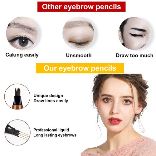 3PCS Light Brown Eyebrow Pen - Waterproof Microblading Eyebrow Pen,Long Lasting,Easily Create Natural Eyebrow Makeup