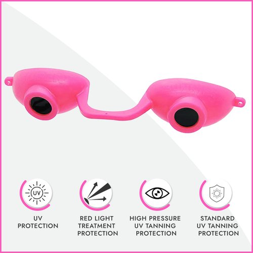 EVO FLEX Sunnies Flexible Tanning Bed Goggles Eye Protection UV Glasses 4 Pack (Pink), FDA Compliant