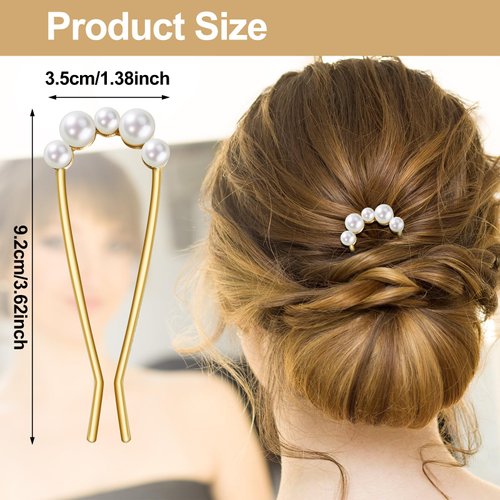MUUIIGOOD Pearls Hair Pins Golden Hair Pins Pearl Hair Accessories Pearl Pins for Hair Pearl U Shaped Hair Pins for All Styling Wedding Brides Bridal Bridesmaids Women Girls Kids