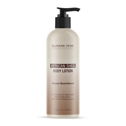 MAJESTIC PURE African Shea Body Lotion with Aloe Leaf Extracts | Nourishing & Moisturizing | Quick Absorbing, Lightweight & Non Greasy | For All Skin Types | For Women & Men | 16fl oz