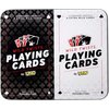 Mattel Games Wild Twists Playing Cards by UNO Brand, 2 Sets of Standard 52-Card Deck Plus 8 Special Wild Cards in Storage Tin