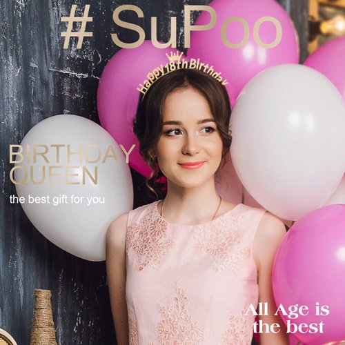 SuPoo 18th Birthday Decorations for Girls Gold Happy 18th Birthday Crown Headband 18 Year Old Birthday Gifts Birthday Tiara 18 Year Old Girl Party Decorations Accessories