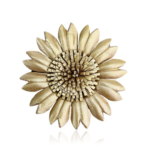 AeraVida Vibrant Gold-Colored Leather Flower Combination Hairclip and Brooch Pin | Handmade Gold-Color Brooch or PinJewelry for Women | Vintage Gifts for Women | Flower Brooch or Pin | Floral Jewelry