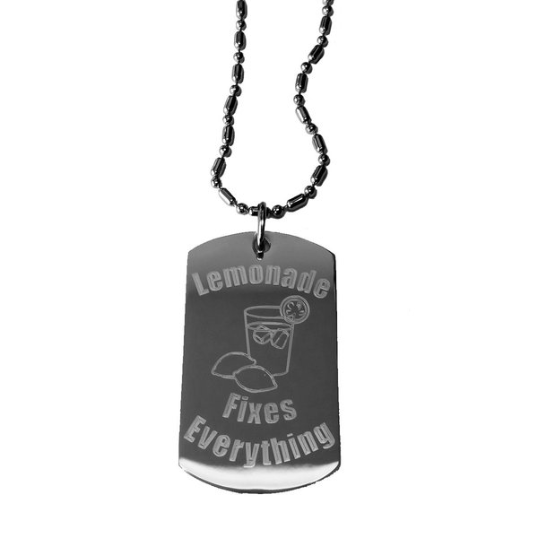 Lemonade Fixes Everything - Luggage Metal Chain Necklace Military Dog Tag