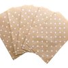 N'icePackaging 100 Qty 4" x 6" Decorative Flat Paper Gift Bags - White Polka-Dot on Brown Kraft Bags - For Sales/Treats/Parties Cookies/Gifts