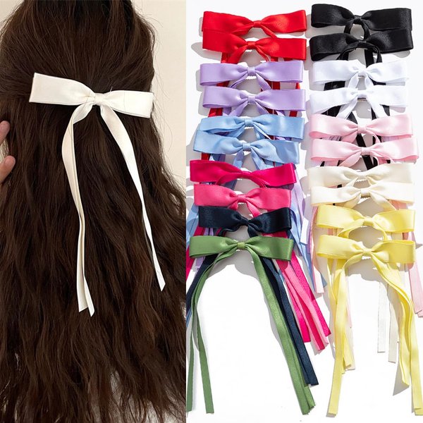 20 PCS Hair Bows,Hair Bows for Women,Bows Ribbon Hair Clips Bowknot With Long Tail,Bow Hair Clips,Hair Clips for Women with Bowknot Clips,Hair Bows for Women Ribbon for Hair Barrettes Bow clips
