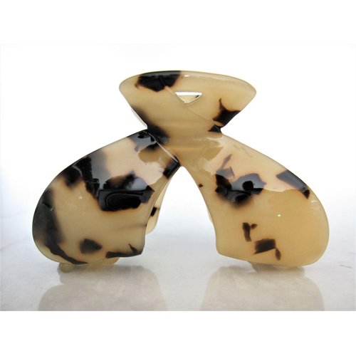 Brown and beige marbled arc hair claw clip