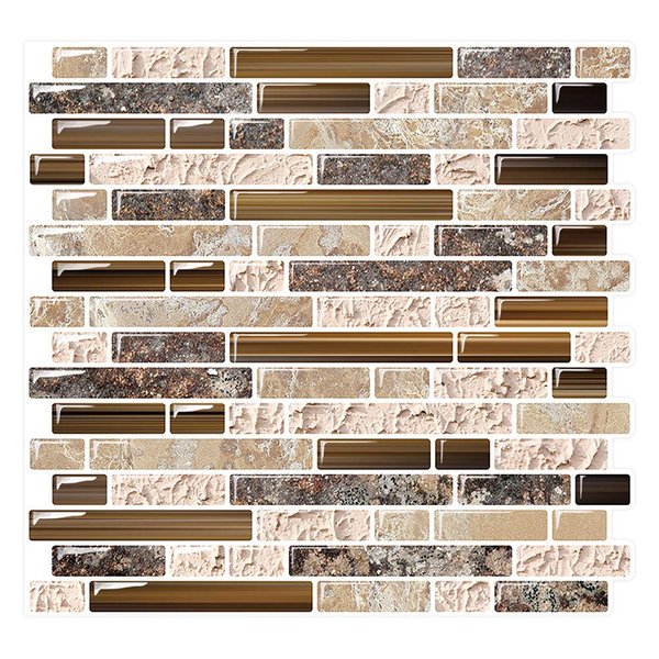 Yipscazo 10 Sheet 12''x12'' Peel and Stick Backsplash Tile for Kitchen Adhesive Stick on Backsplash Laundry Bathroom Textured Vinyl Sticker Wallpaper Smart Tile in Sandstone