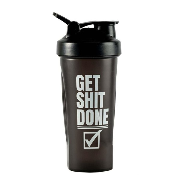 Protein Shaker Bottle With Stainless Steel Ball | 20 Oz | Perfect For Protein Shakes | Black with Quote