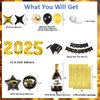 New Years Eve Party Supplies 2025, Happy New Year Decorations 2025 Kit, Gold and Black Balloons Supplies with 2025 Foil Balloons Happy New Year Banner Gold Fringe Curtains Backdrop for NYE Decorations