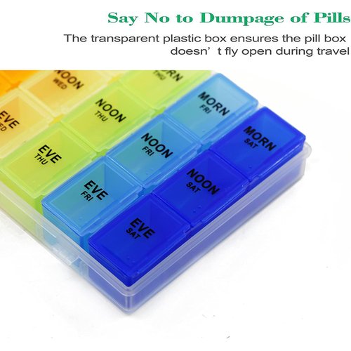 Inspiration Industry NY Pill Organizer Box with Snap Lids (7-day AM/PM) - Pill Box 6018