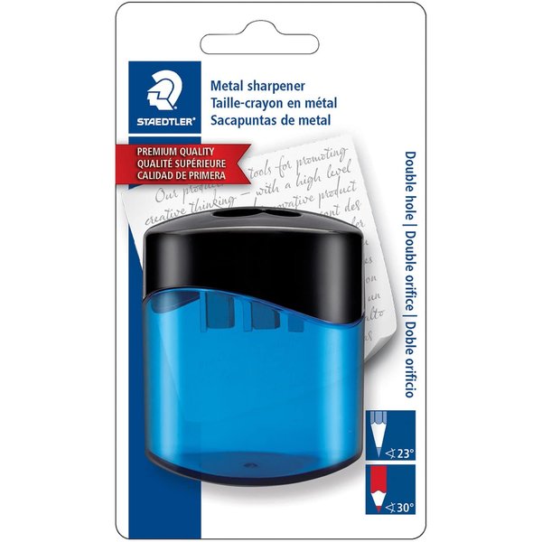Staedtler Mars GmbH & Co. 512300SBK Pencil Sharpener, 2 Hole, Oval, Blue/Aqua/Pink