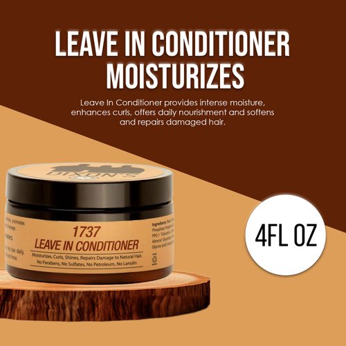 Dixon's 1737 Leave-In Conditioner, Daily Hair Moisturizer, Leave-In Conditioner for Curly Hair, Treatment for Thick Curly Hair, Damage Repair and Frizz Prevent, (4 Fl oz)