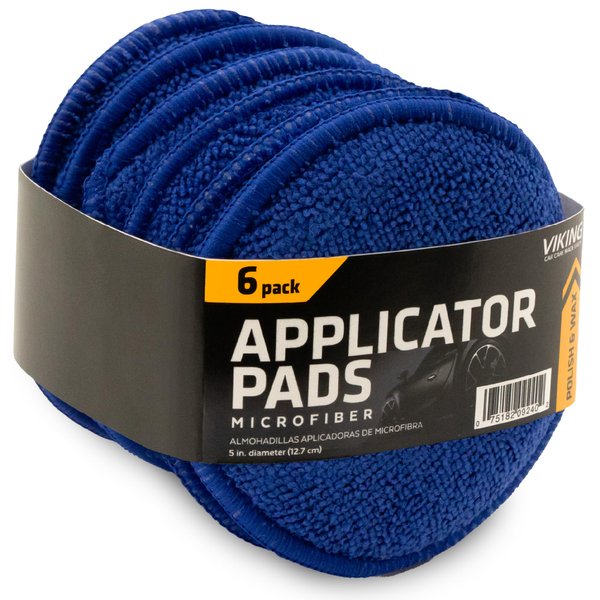 VIKING Microfiber Applicator Pads, Tire Shine Applicator, 5 Inch Diameter, Royal Blue, 6 Pack