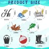 43 Pieces Fish Happy Birthday Banner Glitter Fish Sign Banner Gone Fishing Cupcake Topper Fisherman Cake Decoration for Fishing Theme Birthday Party Decoration Gone Fishing Party Supplies for Men Boys