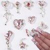 BMKKOT Butterfly Nail Charms for Nail Art 3D Heart Crown Nail Art Charms Pink Nail Gems Stars Nail Rhinestones Moon Heart Charms Nail Jewels Supplies Silver Nail Charms for Women DIY Nail Decoration