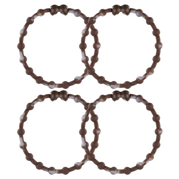 Marble Brown PRO Hair Ties: Easy Release Adjustable for Every Hair Type PACK OF 4