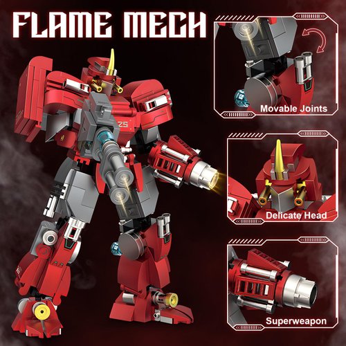 HIGH GODO Flame Mech Building Model Toy for Kids,Cool Joint Movable Mech Display Set with Exclusive Display Stand, Birthday Gifts for Boys 8-12（453PCS）