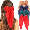 Olbye Hair Bows for Women Silky Satin Hair Ribbon Long Tail Bow Hair Clips Big Coquette Bows Black Hair Bow White Hair Ribbons Bows Hair Accessories for Women and Girls 4Pcs (Hair Bows D)