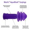 Mack's AquaBlock Swimming Earplugs, 1 Pair - Comfortable, Waterproof, Reusable Silicone Ear Plugs for Swimming, Snorkeling, Showering, Surfing and Bathing (Purple)