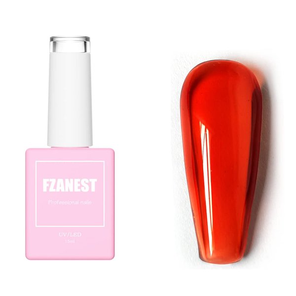 FZANZEST Jelly Red Gel Nail Polish, Blood Red Fall Winter Gel Polish Nail Colors Translucent Burgundy Designs Manicure Gel Polish Soak Off