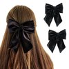 Handcrafted Velvet Hair Barrette Duo with Extra Long Tail - Set of 2 | Hair Bow Clips for Women, Hair Ties for Girls, Elegant Hair Styling Accessories in Black