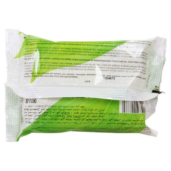 Feminine Hygiene Wipes Organyc 20 ct Pack