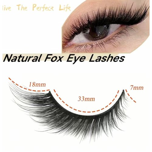 Fox Eyelashes Natural Look Glamorous Mink Furry Cat Eyelashes Angel Wing Extended Strip Eyelashes #D 16mm Lashes 10 pairs