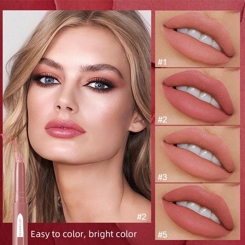 CAKAILA 4 Pcs Matte Lip Liner Pencil Sets,Retractable Waterproof Lip Liner Pencil,High Pigmented Lipliner for Daily Makeup,Lipstick Long Lasting Smudge Proof for Women,No Sharpener Required