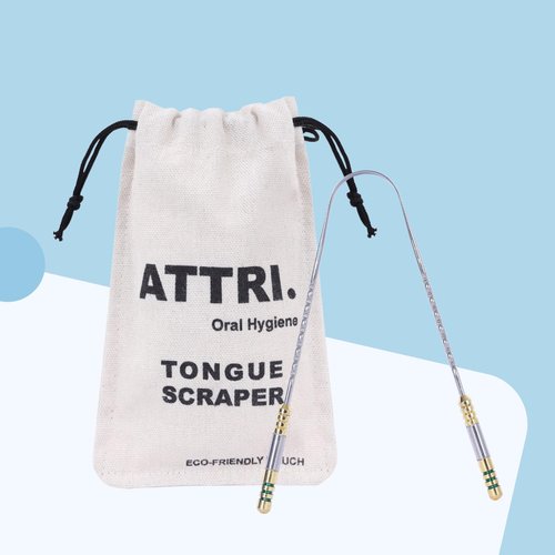 Stainless Steel Tongue Scraper Eco-Friendly Pouch for Adults and Kids - Durable Tongue cleaner - Tough Scraper Oral Care & Hygiene-Unique design-ATTRI.