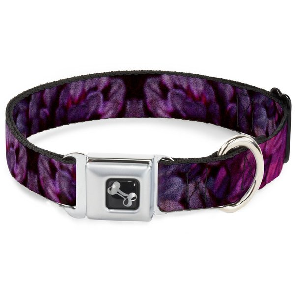 Dog Collar Seatbelt Buckle Vivid Floral Collage Pinks 9 to 15 Inches 1.0 Inch Wide