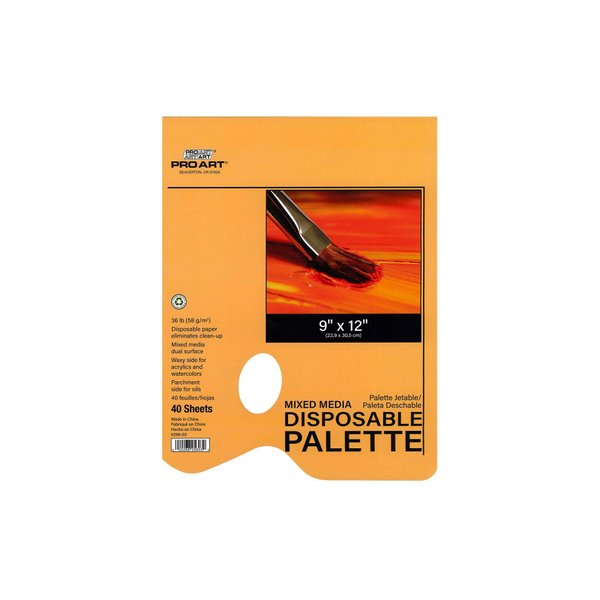 PRO ART Disposable Palette Pad, 9-inch x 12-inch, 40 Sheet Tape Bound