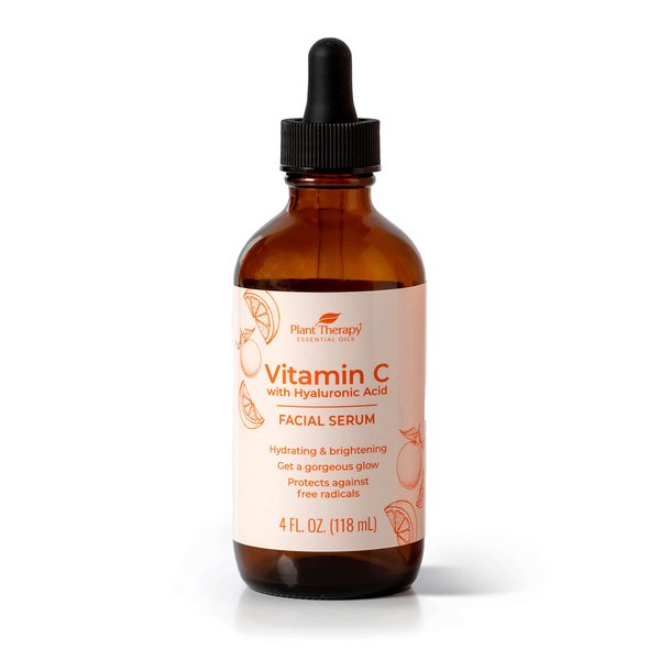 Plant Therapy Facial Serum with Vitamin C & Hyaluronic Acid 4 oz with Hyaluronic Acid, Ferulic Acid, and Vitamin E, Reduces the Appearance of Fine Lines & Wrinkles